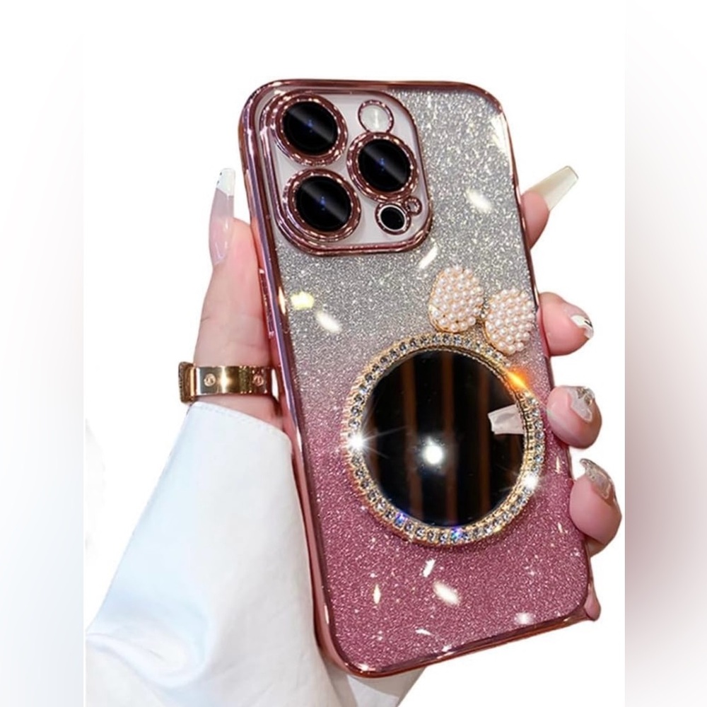 Glitter Gradient iPhone 15 plus Case with Ring Holder